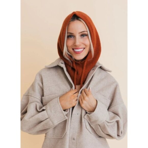 Balaclava Headwarmer w/ Drawstring Rust - Picture 1 of 3